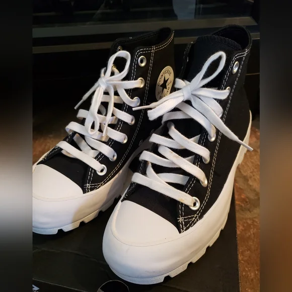 Converse Black and White High-Top Sneakers - Picture 2 of 8